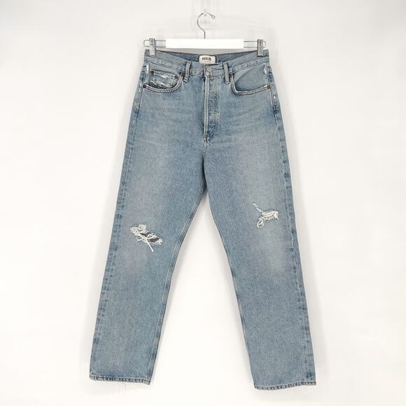 AGOLDE 90s Loose Fit Mid Rise Jeans Captured Distressed Women’s Size 27 Cotton - Picture 2 of 8